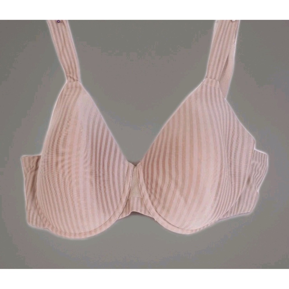3 FOR $25 Playtex Bra T-Shirt Bra 42D Beige Striped Underwire Full Coverage 4747
